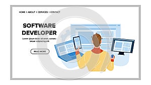 Software Developer Coding Digital Program Vector