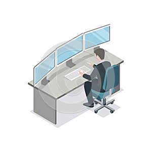 Software developer coding isometric 3D icon