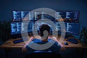 Software Developer Coding and Programming Technologies in Modern Office Environment