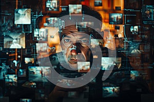 Software developer . Computer programmer flat character on cartoon background. Learning coding. Colourful editable scene