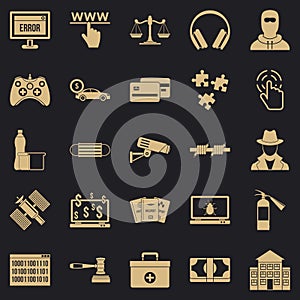 Software developer icons set, simple style