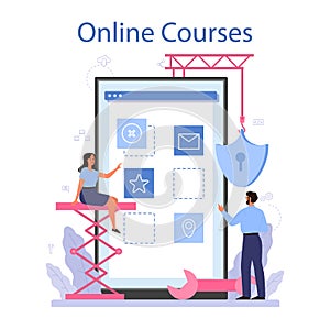 Software developer online service or platform. Idea of programming