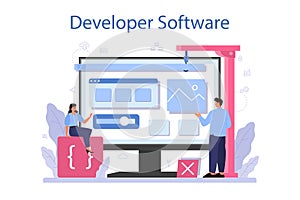 Software developer online service or platform. Idea of programming