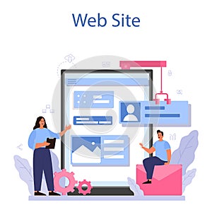 Software developer online service or platform. Idea of programming