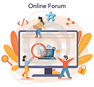 Software developer online service or platform. Idea of programming