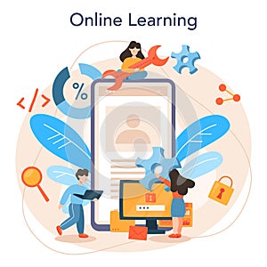 Software developer online service or platform. Idea of programming