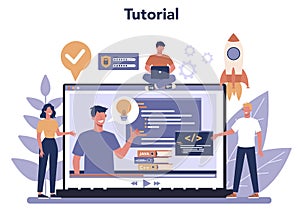 Software developer online service or platform. Idea of programming
