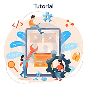 Software developer online service or platform. Idea of programming