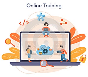 Software developer online service or platform. Idea of programming