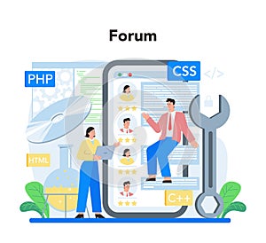 Software developer online service or platform. Idea of programming