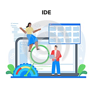 Software developer online service or platform. Idea of programming