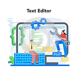 Software developer online service or platform. Idea of programming