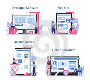 Software developer online service or platform set. Idea of programming