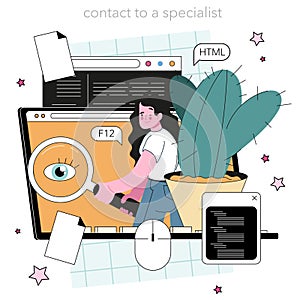 Software developer online service or platform set. Idea of programming