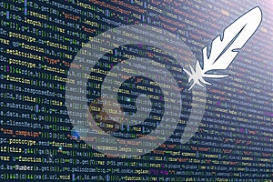 A tunnel from a computer program code. Programmer Strings of code, Javascript, CSS and PHP. Hacking coding concept. Source code fo