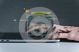 Software developer or programmer coding program with laptop. Create Intelligence innovation. Computer programming, development