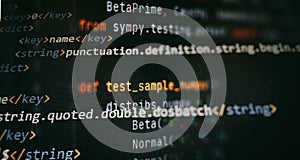 Software developer programming code. Abstract computer script coding. Programming code screen of software developer