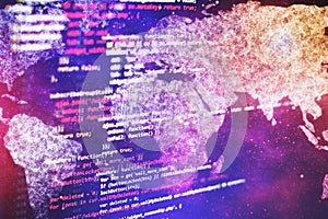 Software developer programming code. Abstract computer script code