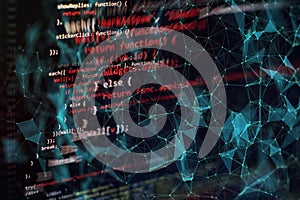 Software developer programming code. Abstract computer script code