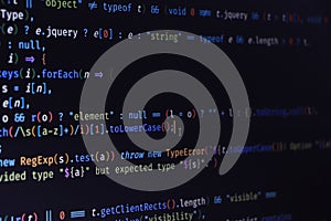 Software developer programming code. Abstract computer script code. Programming code screen of software developer. Software