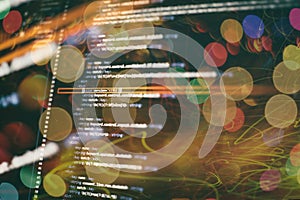 Software developer programming code. Abstract computer script code. Selective focus