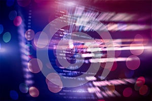 Software developer programming code. Abstract computer script code. Selective focus