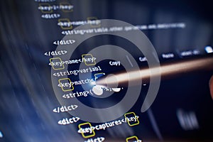 Software developer programming code. Abstract computer script code. Code text written and created entirely by myself
