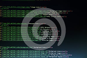 Software developer programming code. Abstract modern virtual computer script. Work of software developer programmer on desktop