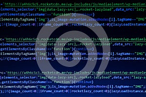Software developer programming code. Abstract modern virtual computer script. Work of software developer programmer on desktop