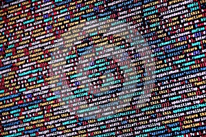 Software developer programming code on computer. Abstract computer script source code