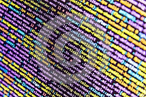 Software developer programming code on computer. HTML code on lcd screen. Web developer HTML code with CSS on screen. Computer