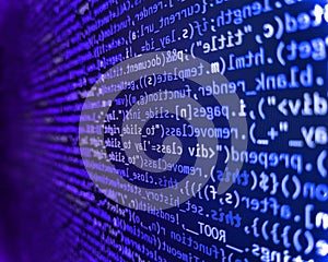 Software developer programming code on computer. Programming code screen of software developer. Developer software programming