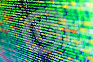 Software developer programming code on computer. RNN Neural Network source code. Closeup developing programming and coding