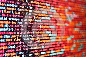 Software developer programming code on computer. SEO optimization. Program development concept. Developer working on source codes