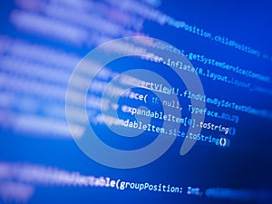 Software developer programming code. Programming code screen of software
