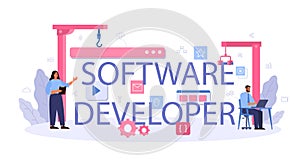 Software developer typographic header. Idea of programming