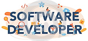 Software developer typographic header. Idea of programming