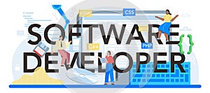 Software developer typographic header. Idea of programming