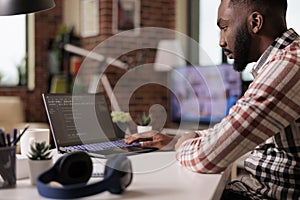 Software developer using terminal window app