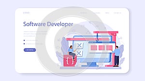 Software developer web banner or landing page. Idea of programming