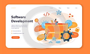 Software developer web banner or landing page. Idea of programming