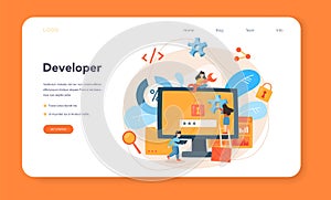 Software developer web banner or landing page. Idea of programming