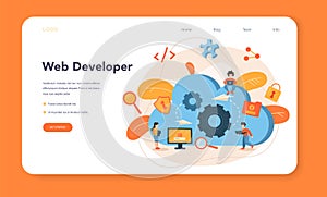 Software developer web banner or landing page. Idea of programming