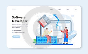 Software developer web banner or landing page. Idea of programming
