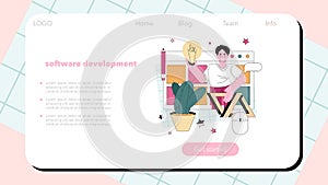Software developer web banner or landing page. Idea of programming
