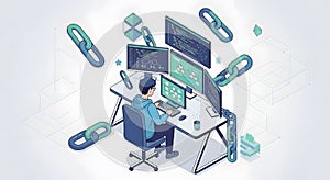 Software Developer Working on Multiple Screens