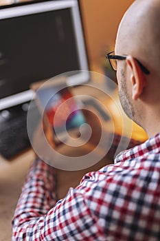 Software developer working in an office