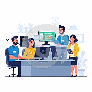 Software developers collaborating on code review