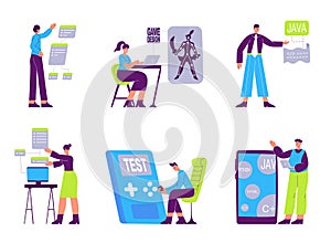 Software developers, game designers, javascript programmers characters
