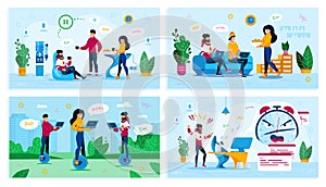 Software Developers Life Flat Vector Concepts Set